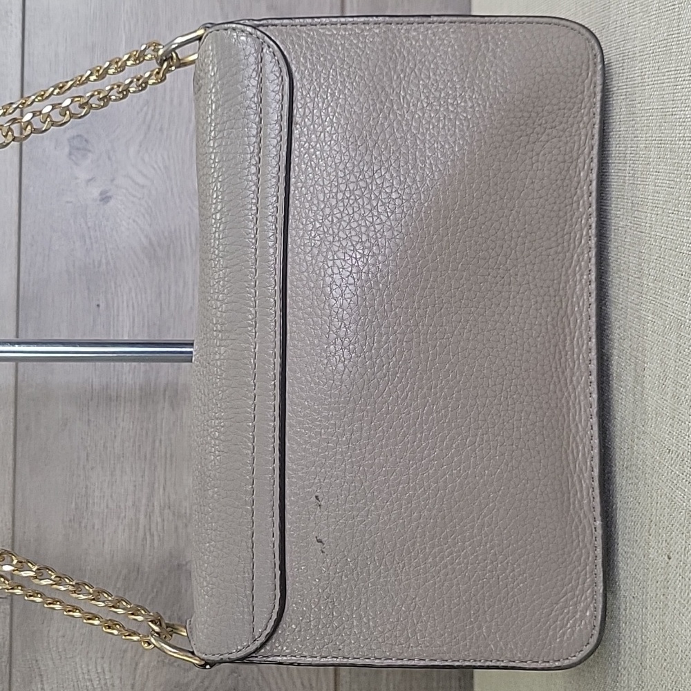Tory Burch Gray Pebble Leather Flap Front Chain Shoulder Bag - Picture 4 of 16
